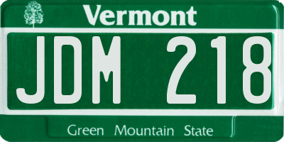 VT license plate JDM218