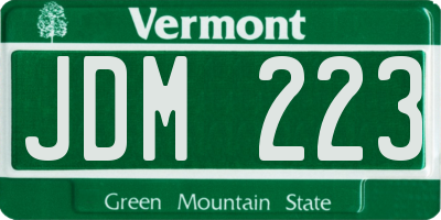 VT license plate JDM223