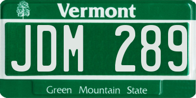 VT license plate JDM289