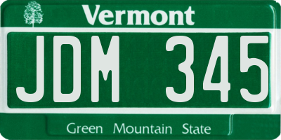 VT license plate JDM345