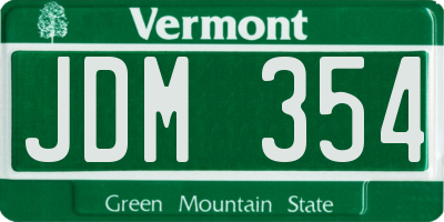 VT license plate JDM354