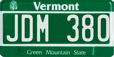 VT license plate JDM380