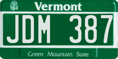 VT license plate JDM387