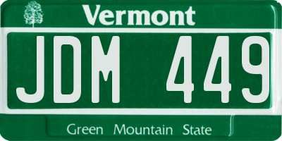 VT license plate JDM449