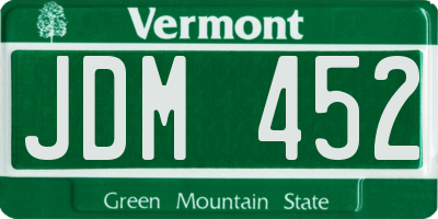 VT license plate JDM452