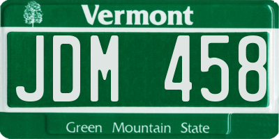 VT license plate JDM458