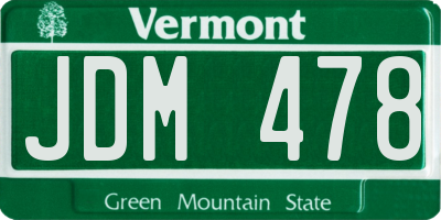 VT license plate JDM478