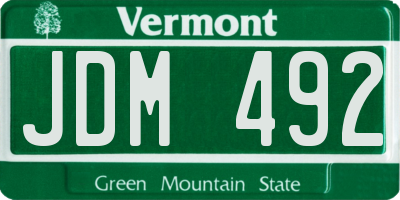 VT license plate JDM492