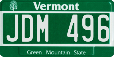 VT license plate JDM496