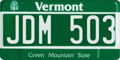 VT license plate JDM503