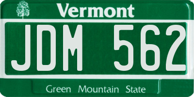 VT license plate JDM562