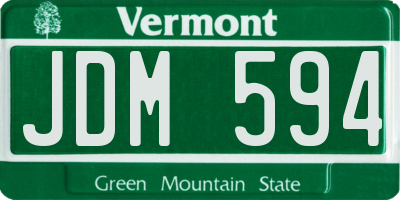 VT license plate JDM594