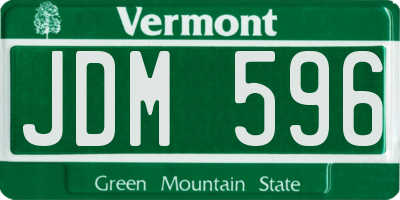 VT license plate JDM596