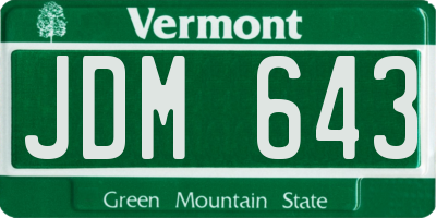 VT license plate JDM643