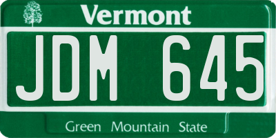 VT license plate JDM645