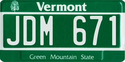VT license plate JDM671