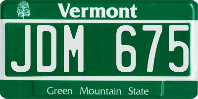 VT license plate JDM675