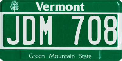 VT license plate JDM708