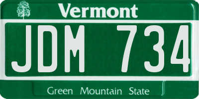 VT license plate JDM734