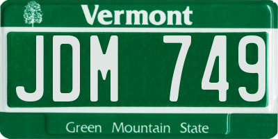 VT license plate JDM749