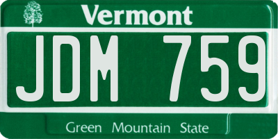 VT license plate JDM759
