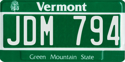 VT license plate JDM794