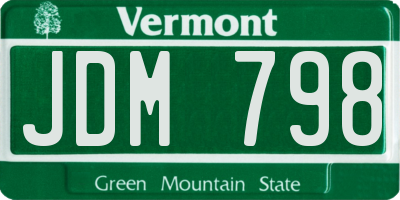 VT license plate JDM798