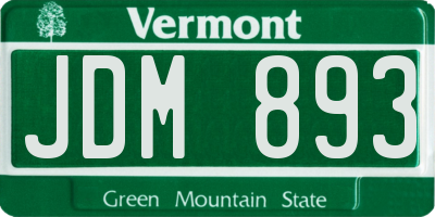 VT license plate JDM893