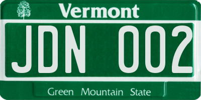VT license plate JDN002