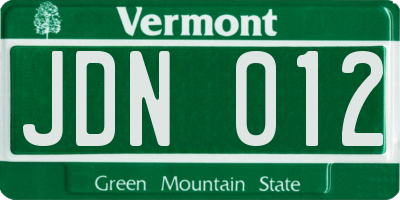 VT license plate JDN012