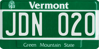 VT license plate JDN020