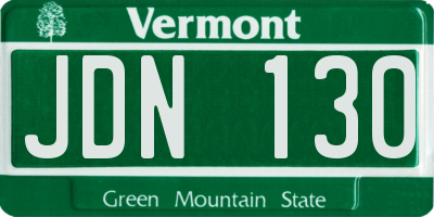 VT license plate JDN130