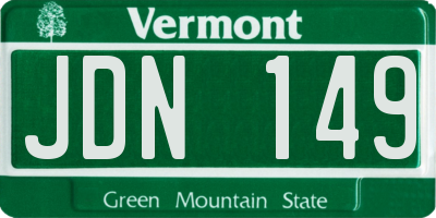 VT license plate JDN149