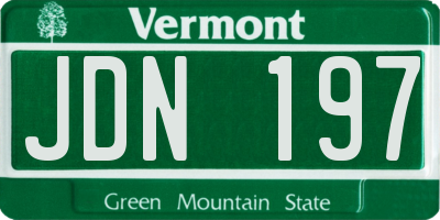 VT license plate JDN197