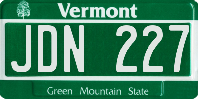 VT license plate JDN227