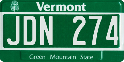 VT license plate JDN274