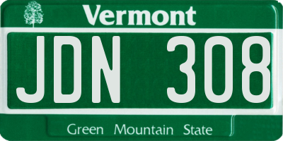 VT license plate JDN308