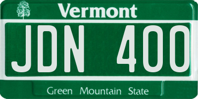 VT license plate JDN400