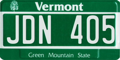 VT license plate JDN405