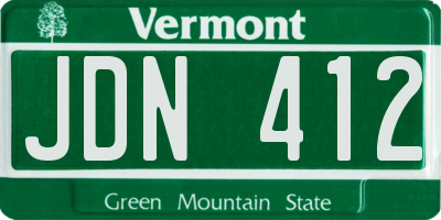 VT license plate JDN412