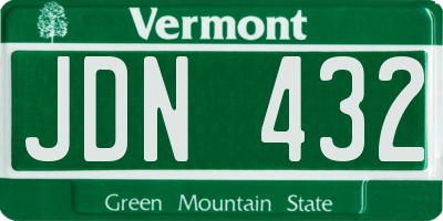 VT license plate JDN432