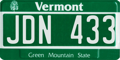 VT license plate JDN433