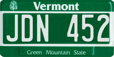 VT license plate JDN452