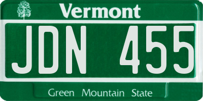 VT license plate JDN455