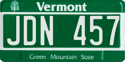 VT license plate JDN457