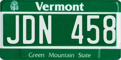 VT license plate JDN458