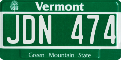 VT license plate JDN474