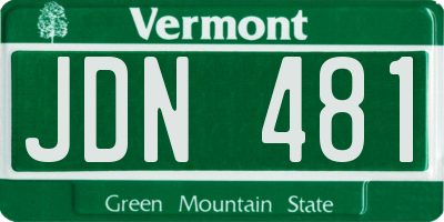 VT license plate JDN481