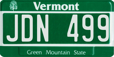 VT license plate JDN499