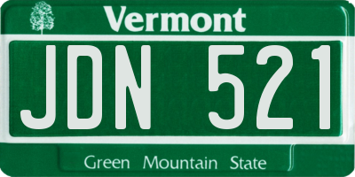 VT license plate JDN521